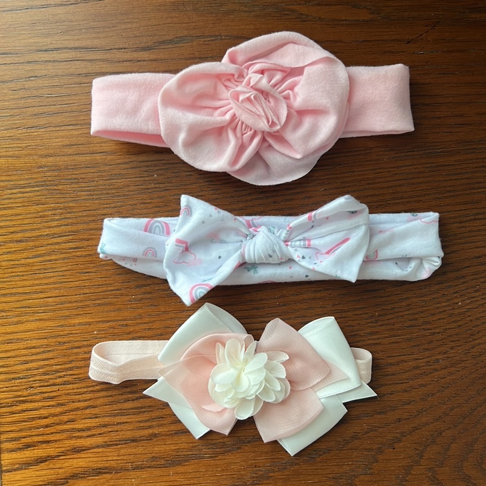 Baby Girl Flower/Bow Headbands - Set of 3